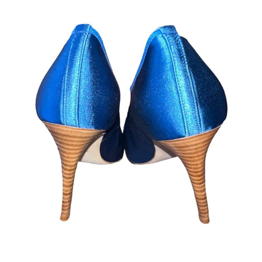 Daniele Ancarani🦎Blue Satin Pumps Pointed Toe Heels🌵 - Picture 6 of 8